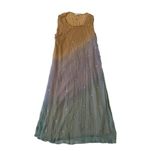 La Cera Rayon Dress Women's M Multicolor Floral Boho Maxi Casual Sundress Summer